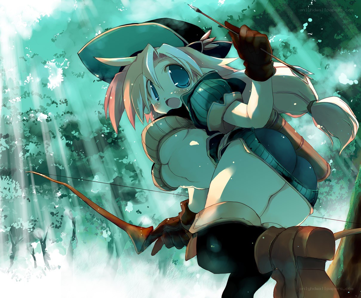 Anime archer in forest