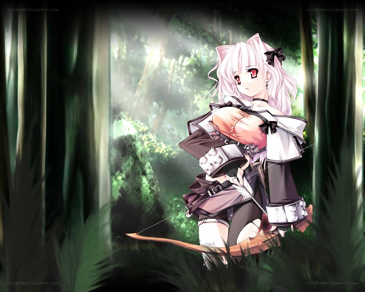 Anime archer in forest