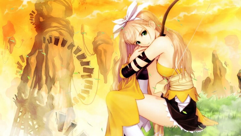Anime archer in golden field