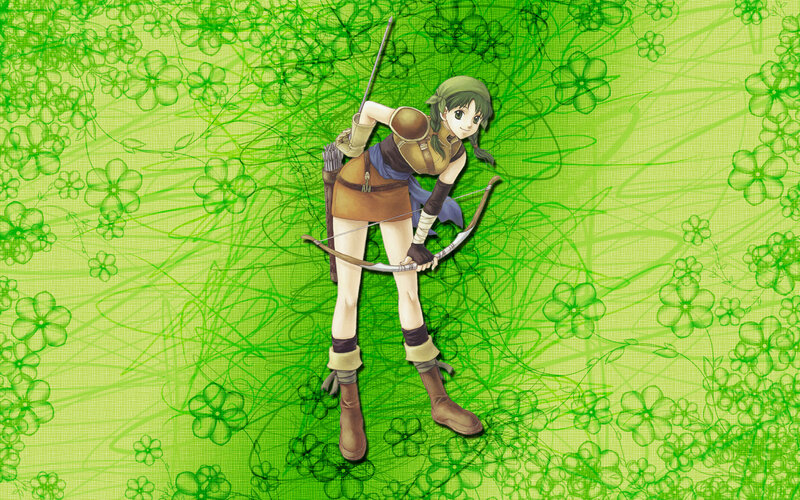 Anime archer in green field