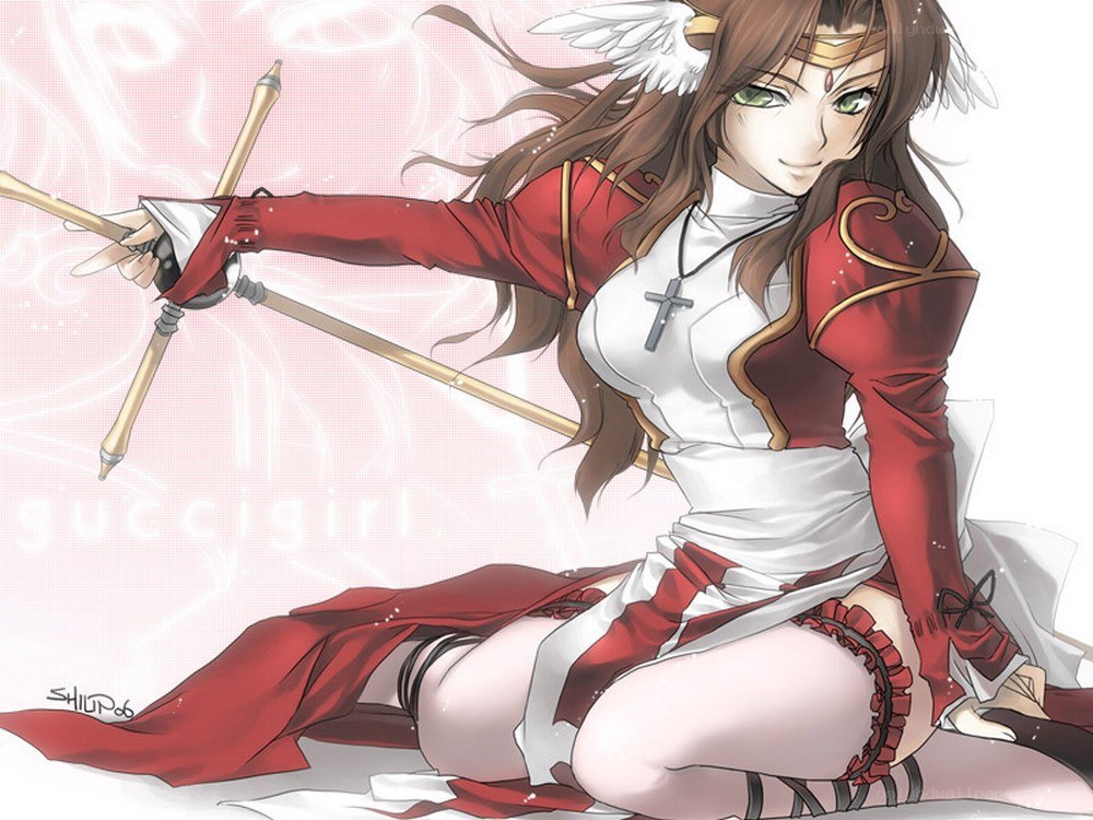 anime archer in red and white