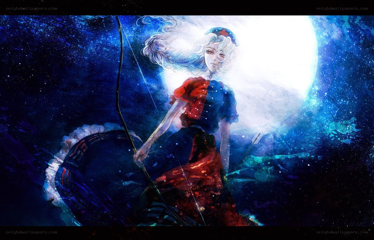 Anime archer in starry night