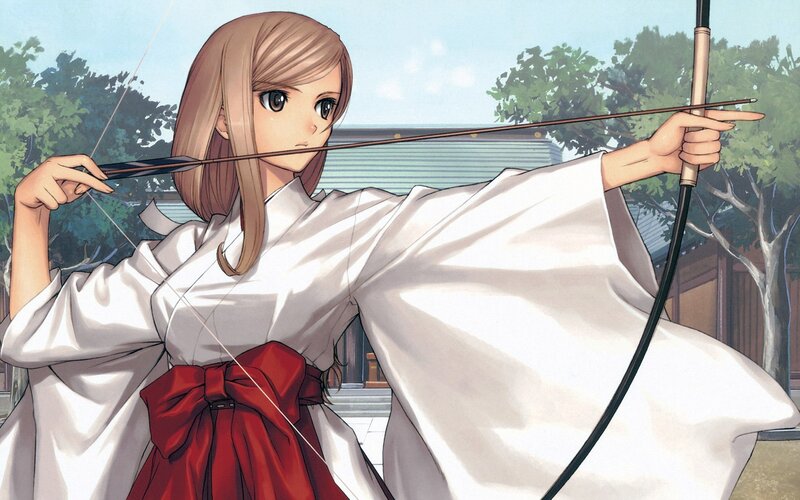 Anime archer in traditional attire