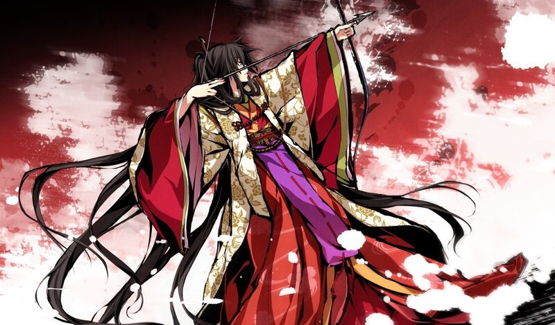 anime archer in traditional attire