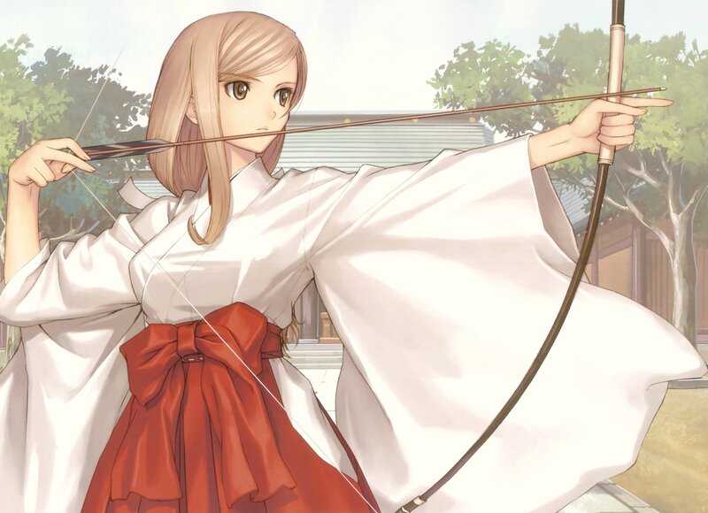 Anime archer in traditional attire