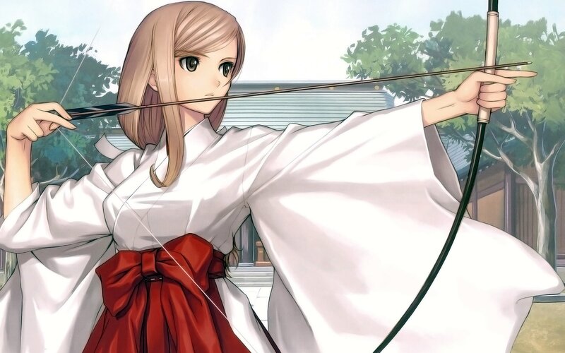 anime archer in traditional attire