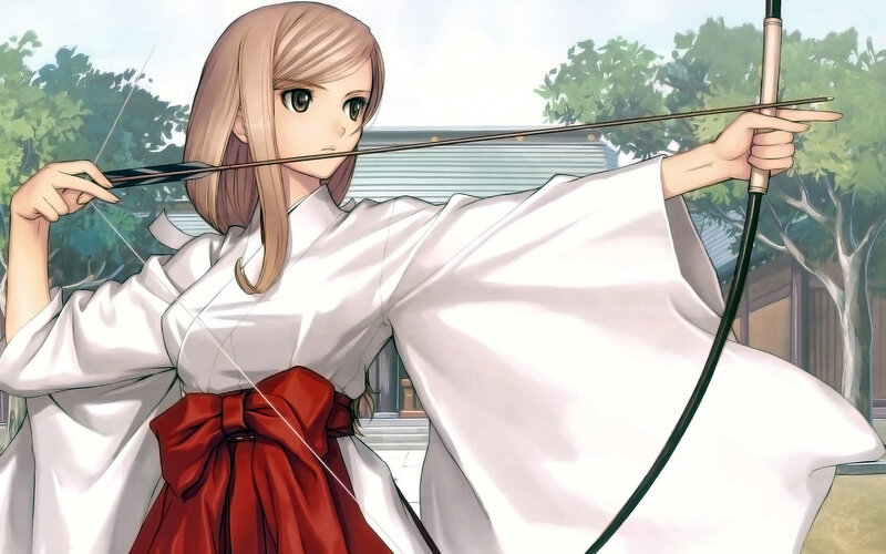 Anime archer in traditional attire