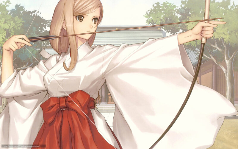 anime archer in traditional attire