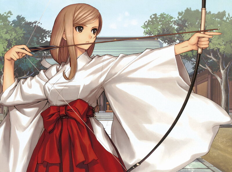 Anime archer in traditional attire