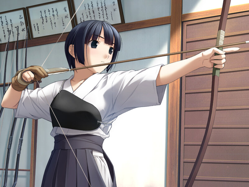 anime archer in traditional attire