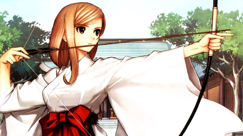 anime archer in traditional attire