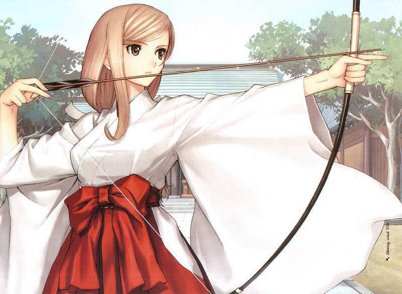 anime archer in traditional attire