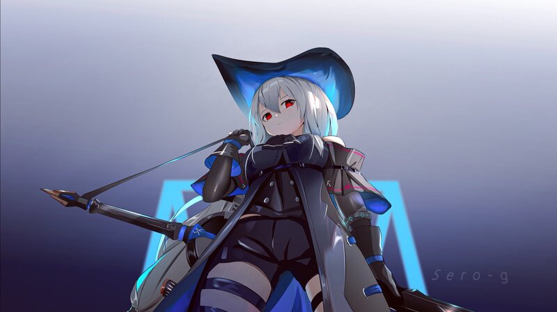Anime Archer with Bow — Blue