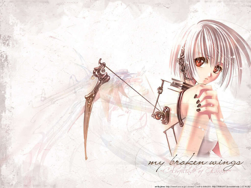 Anime archer with broken wings