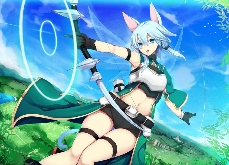 Anime Archer with Cat Ears — Blue
