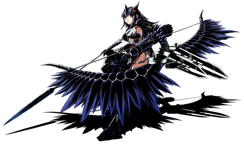 anime archer with dark wings
