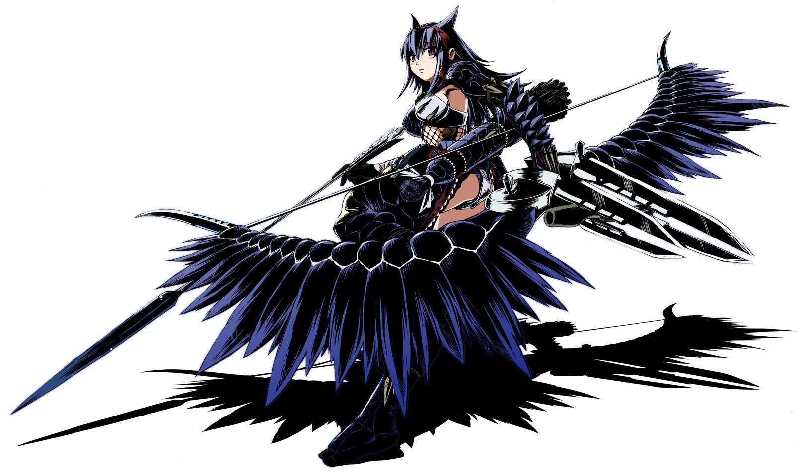 anime archer with dark wings