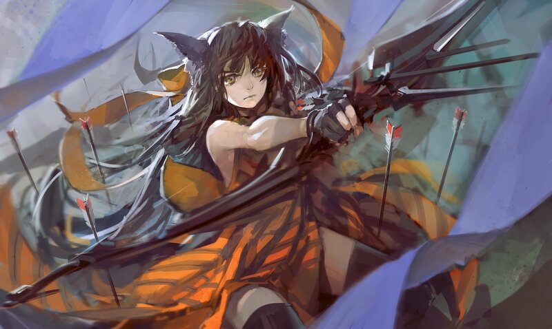 Anime Archer with Fox Ears — Orange
