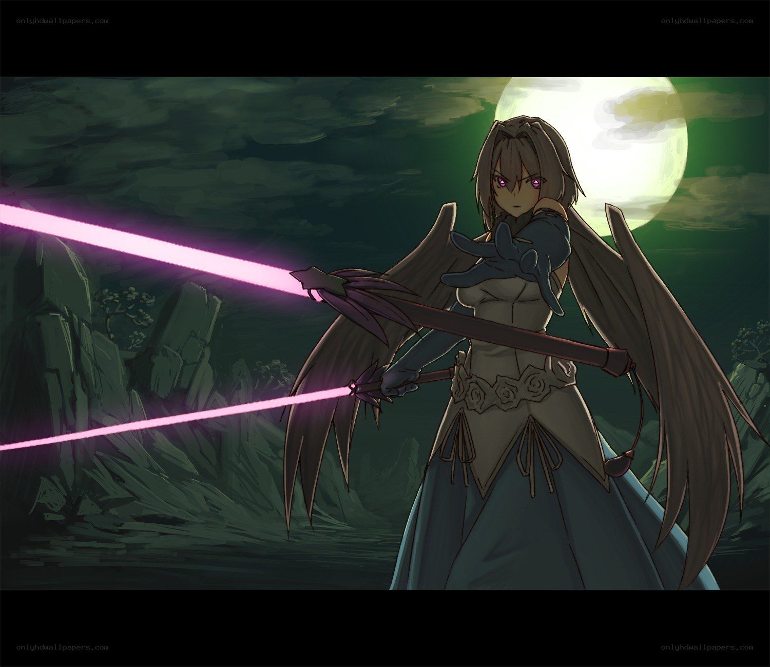 Anime archer with glowing bow
