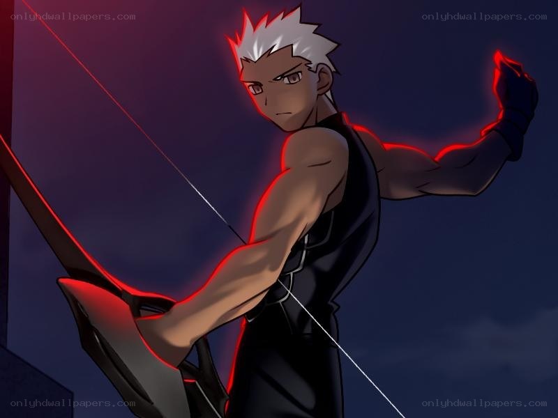 anime archer with glowing red energy