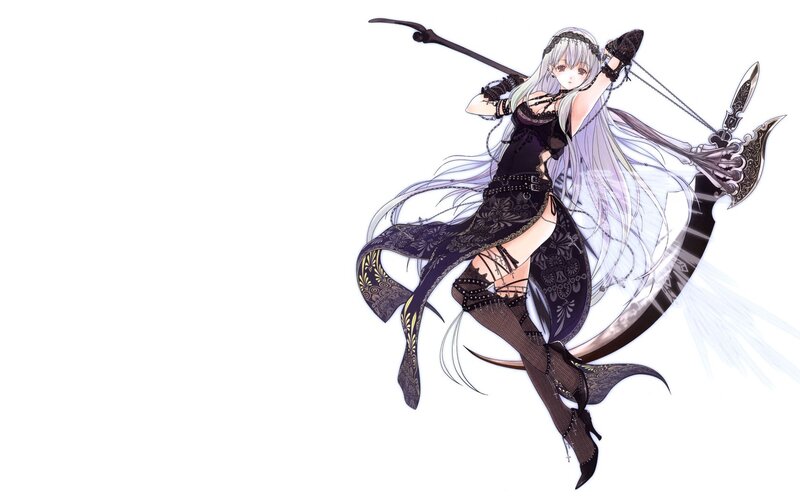 anime archer with long silver hair