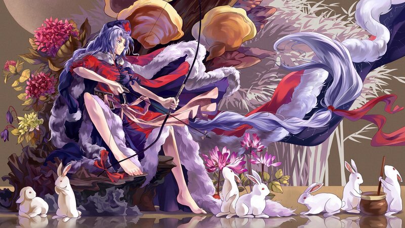 Anime archer with rabbits