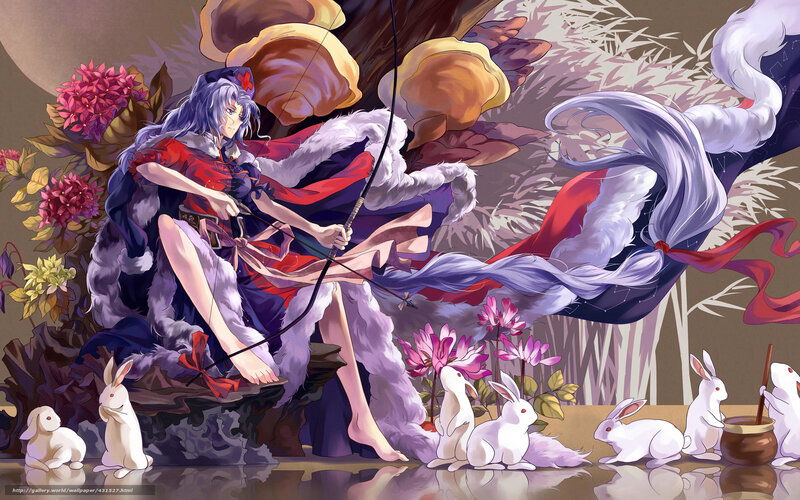Anime archer with rabbits