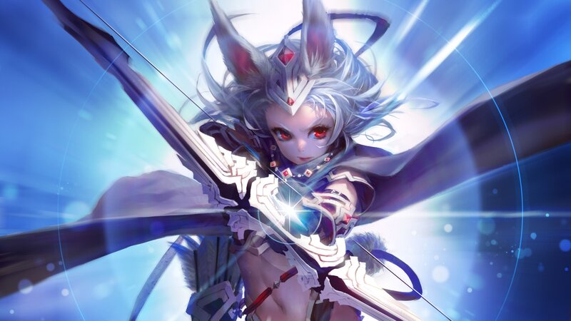 Anime Archer with Red Eyes