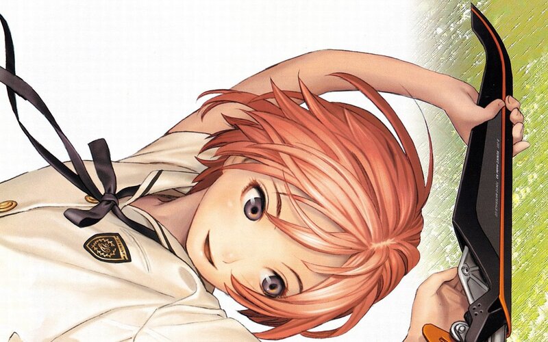 anime archer with red hair