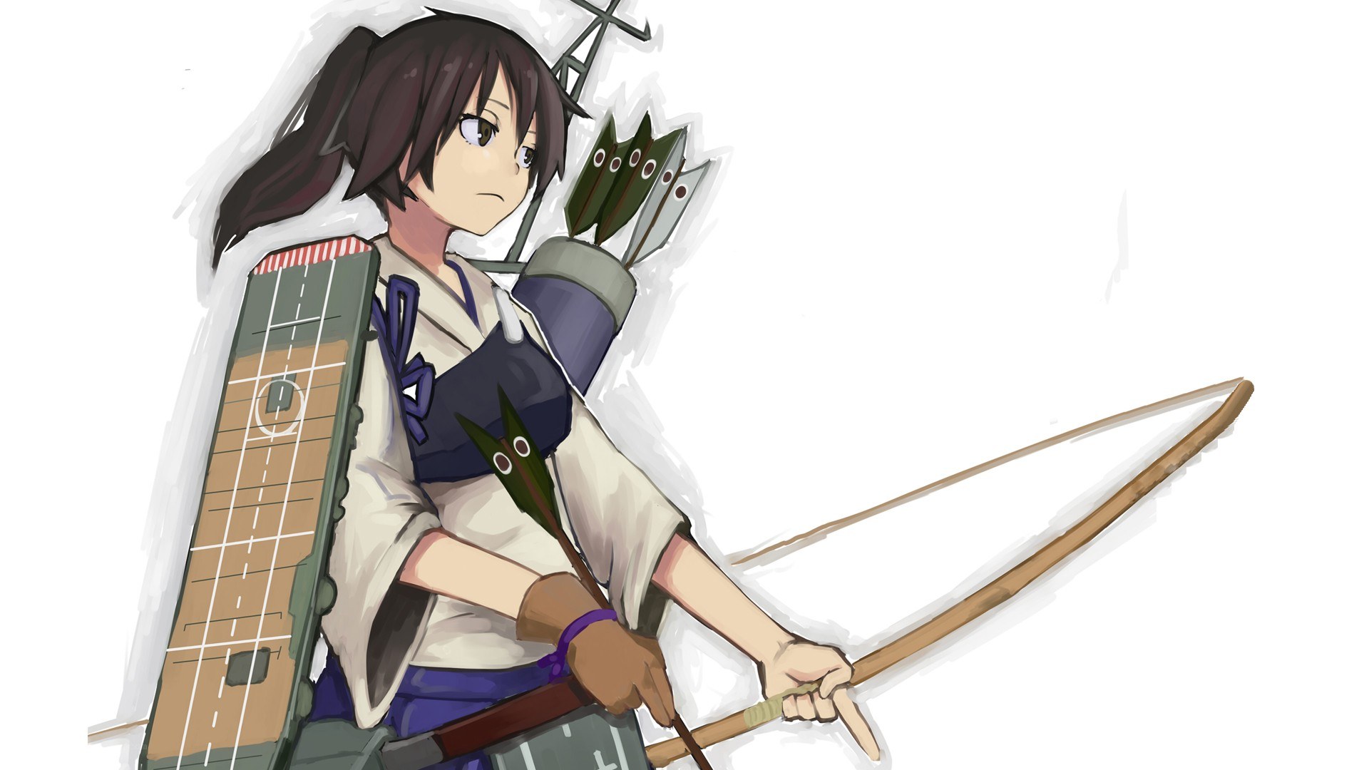 anime archer with ship armor