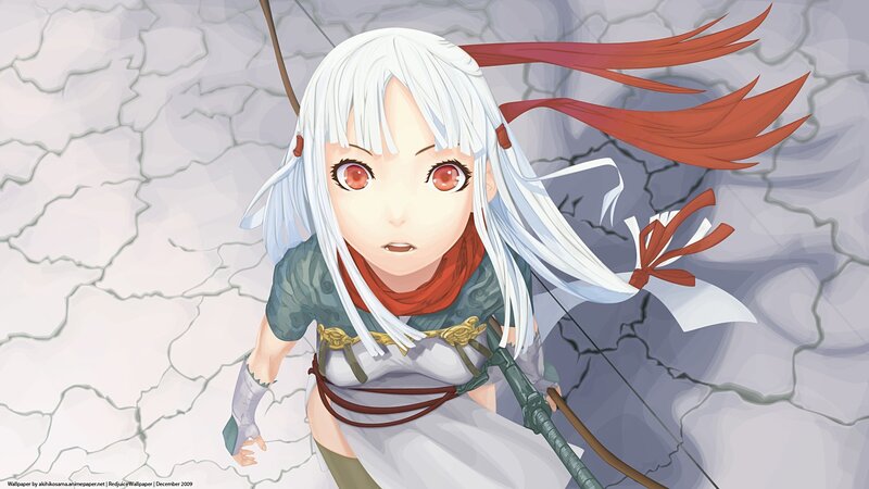 anime archer with white hair