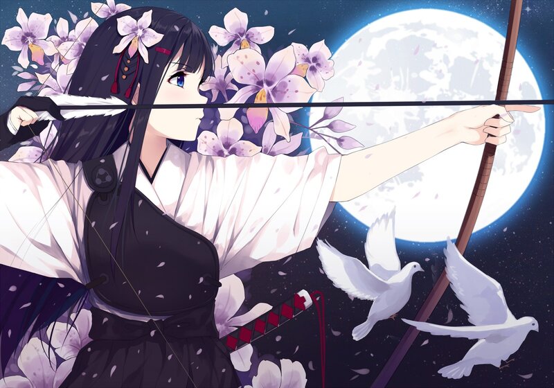 Anime Archer Woman — Purple, Serene