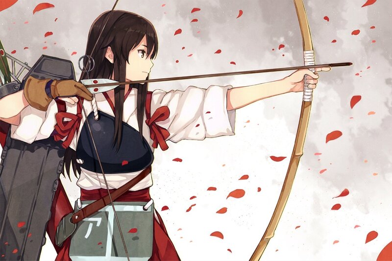 Anime Archer Woman — White, Dramatic