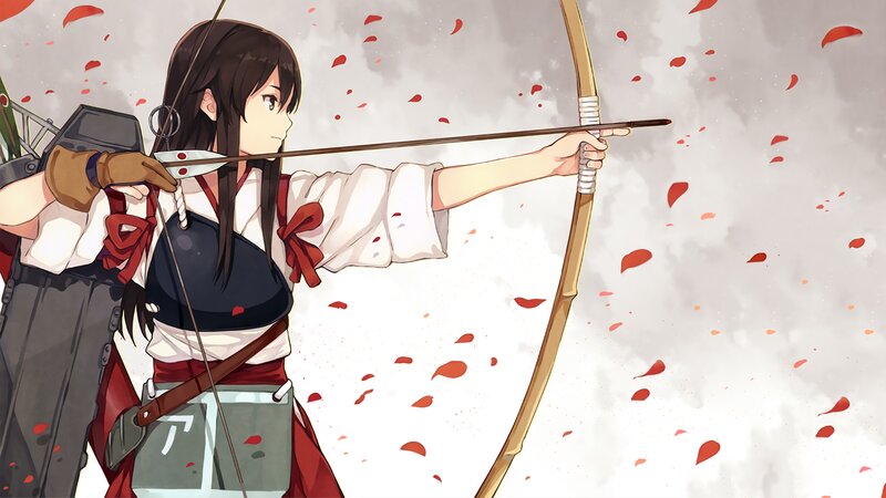 Anime Archer Woman — White, Focused