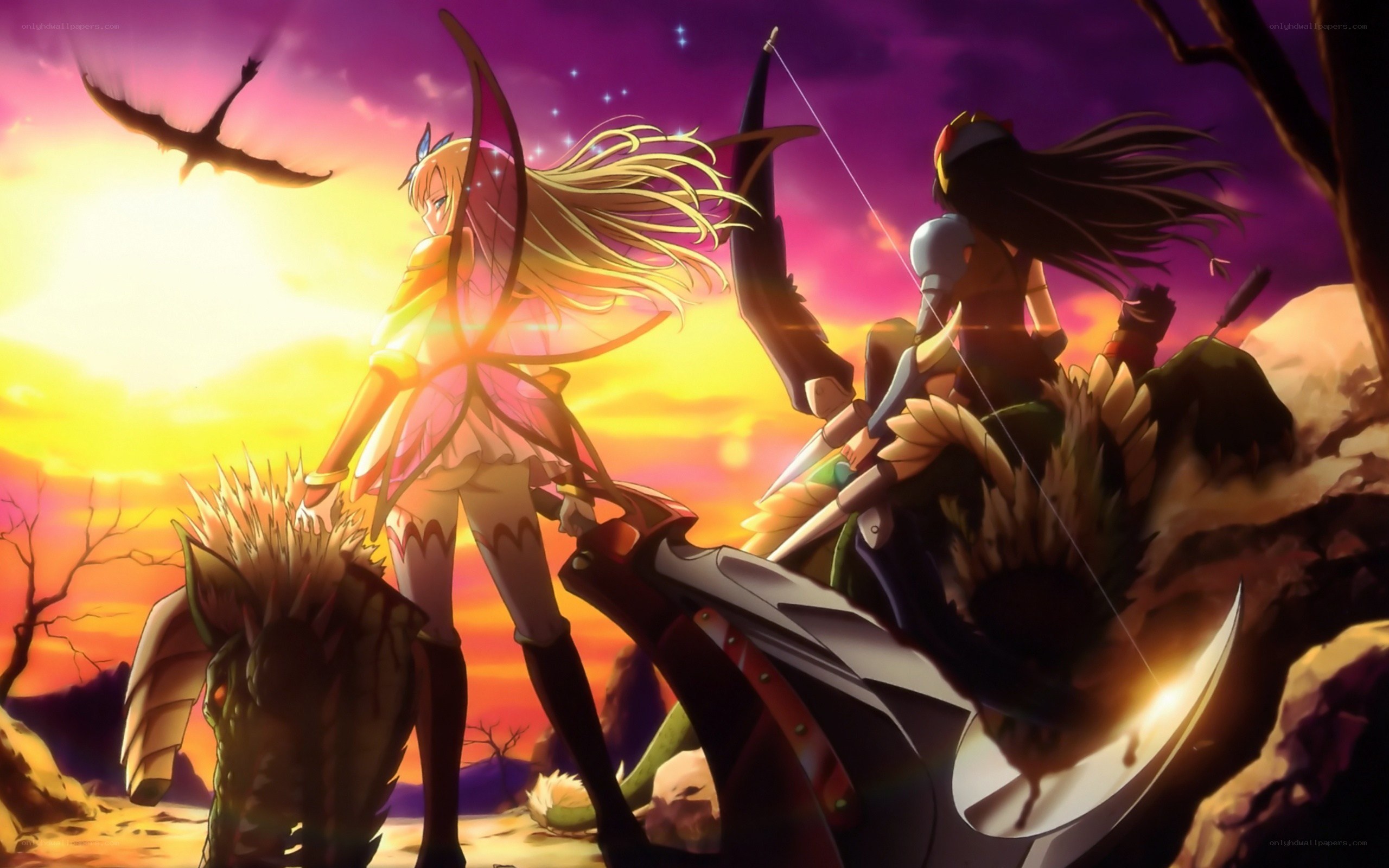 anime archers at sunset