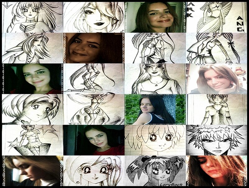 anime art and portraits collage