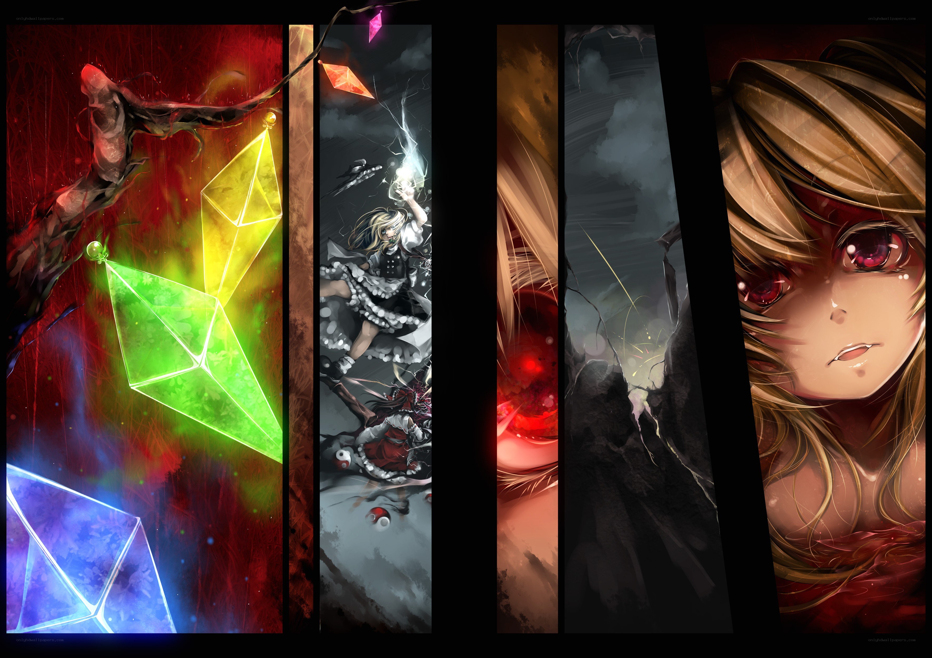 Anime art collage with magical elements