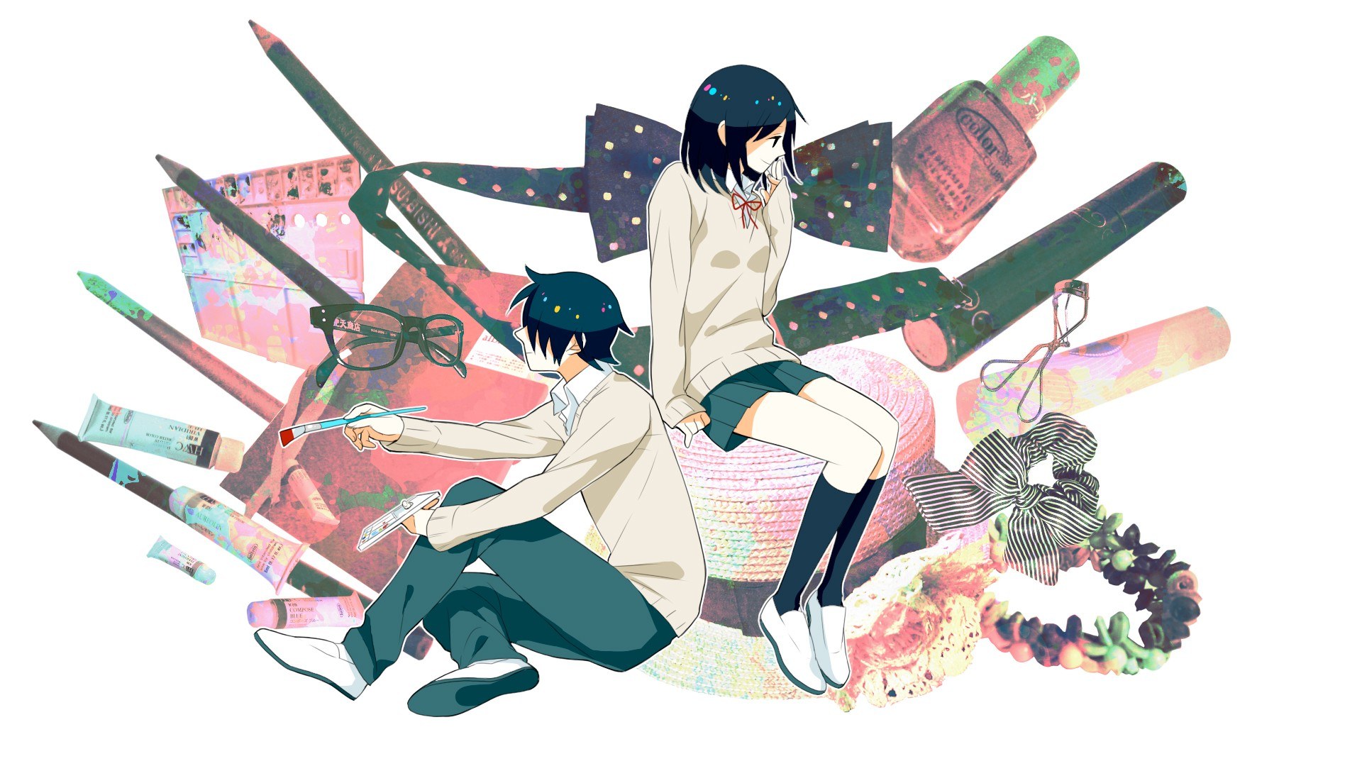 anime art supplies collage