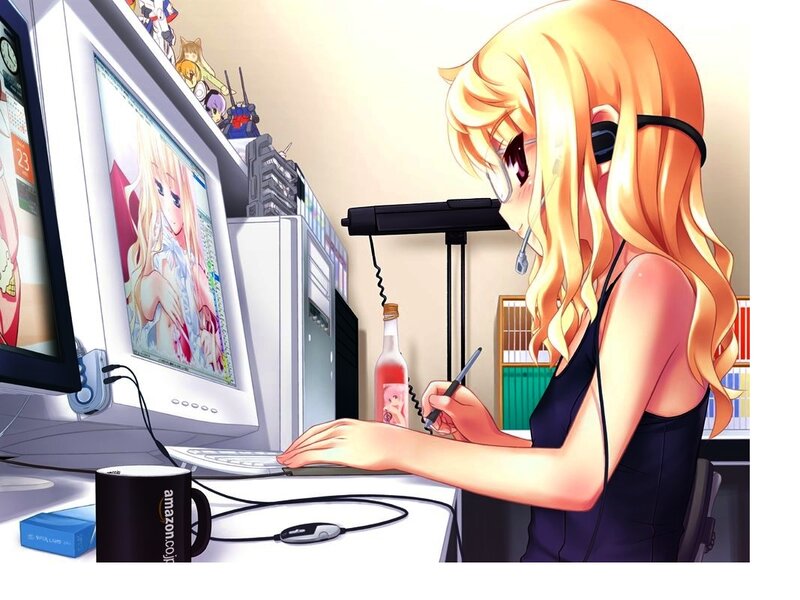 Anime Artist at Desk