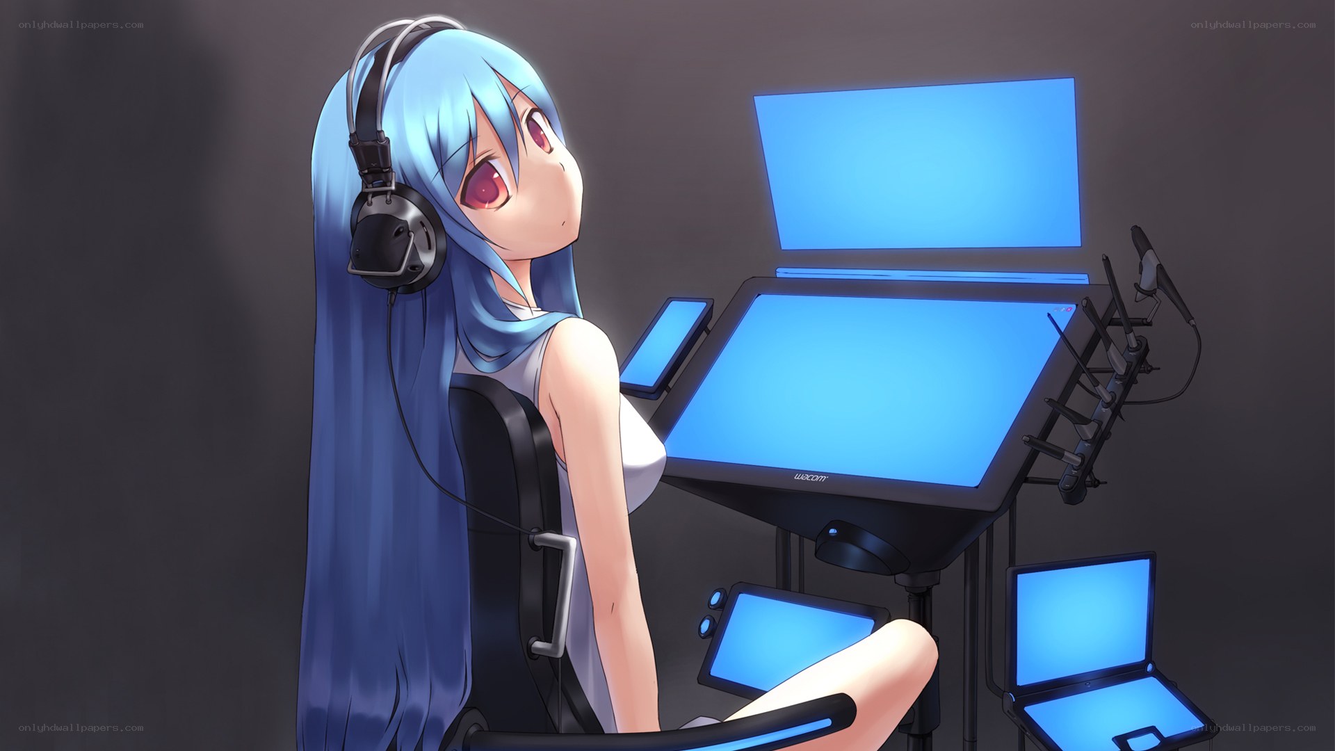 anime artist at digital workstation