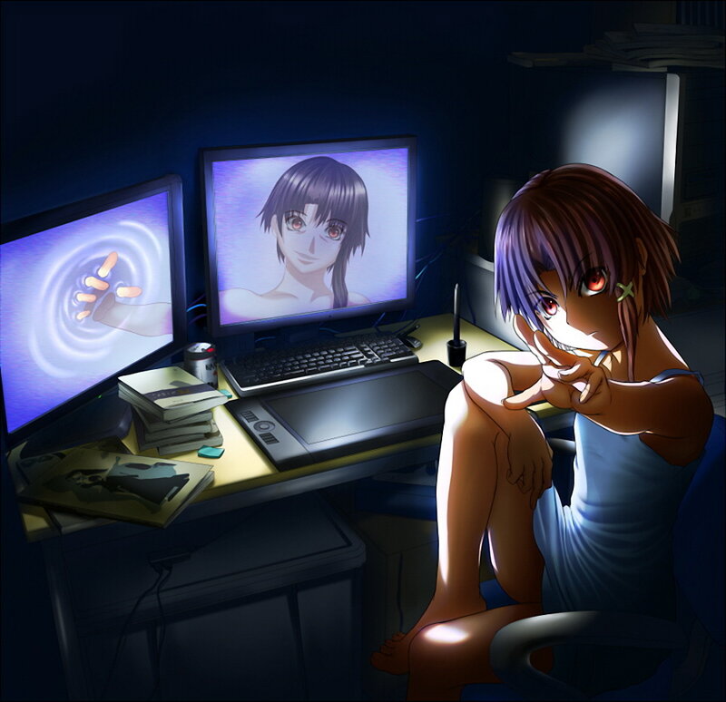 anime artist at her desk