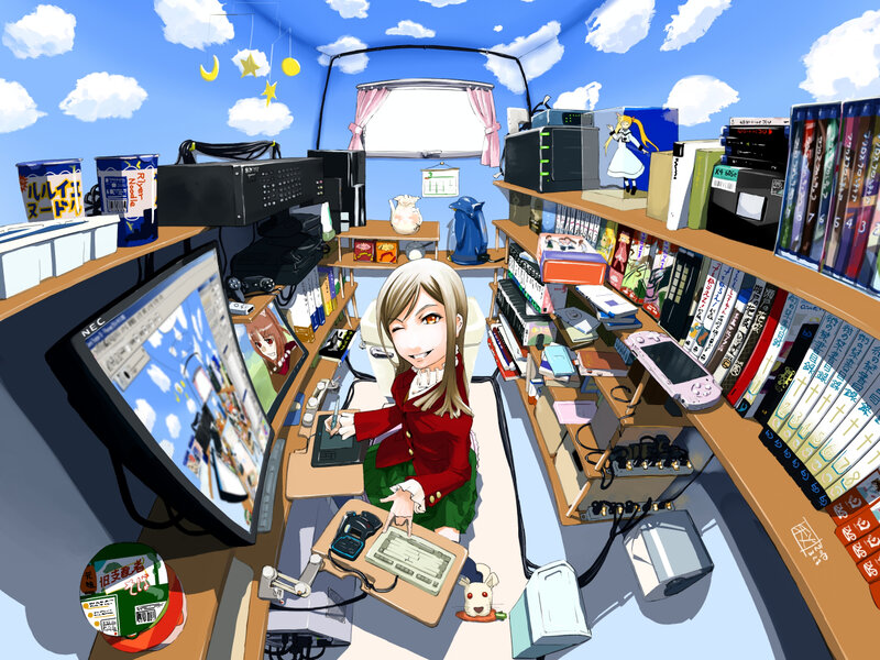 anime artist at her desk