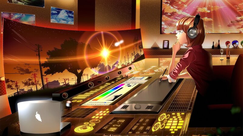 Anime Artist at Workstation — Orange