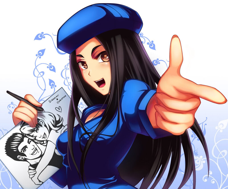 Anime Artist Drawing — Blue