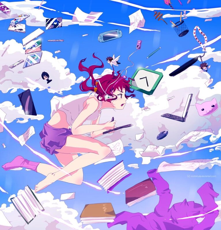 Anime artist in a digital storm