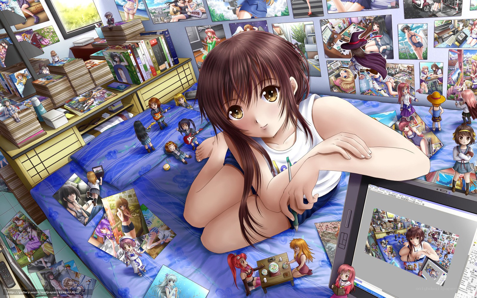 anime artist in her room