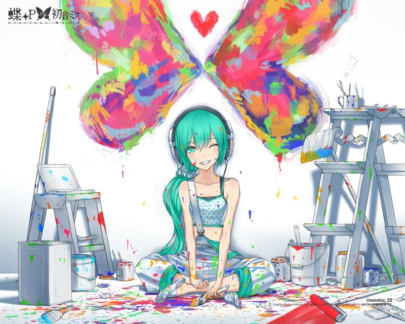 Anime artist with colorful wings