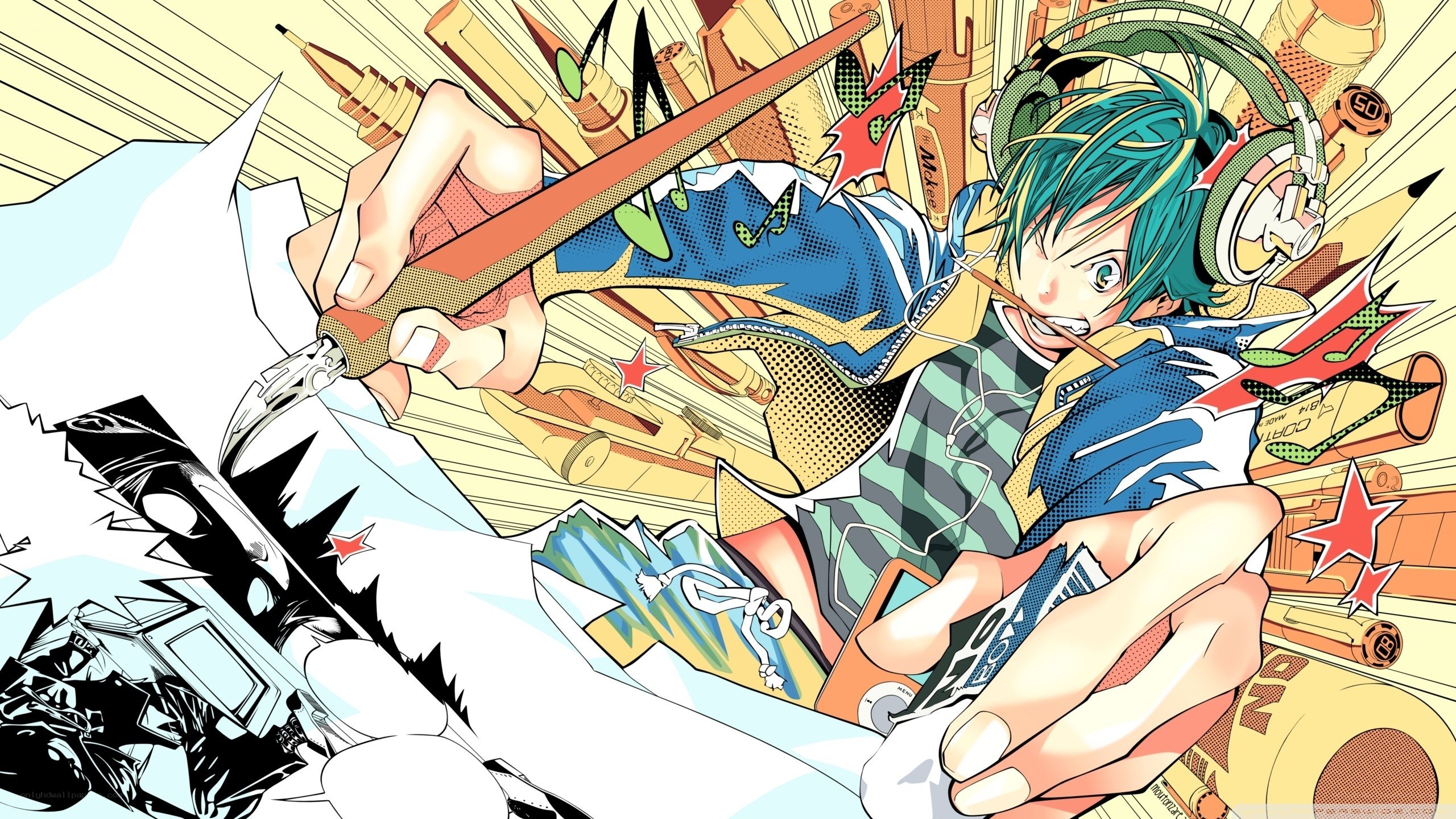 anime artist with headphones
