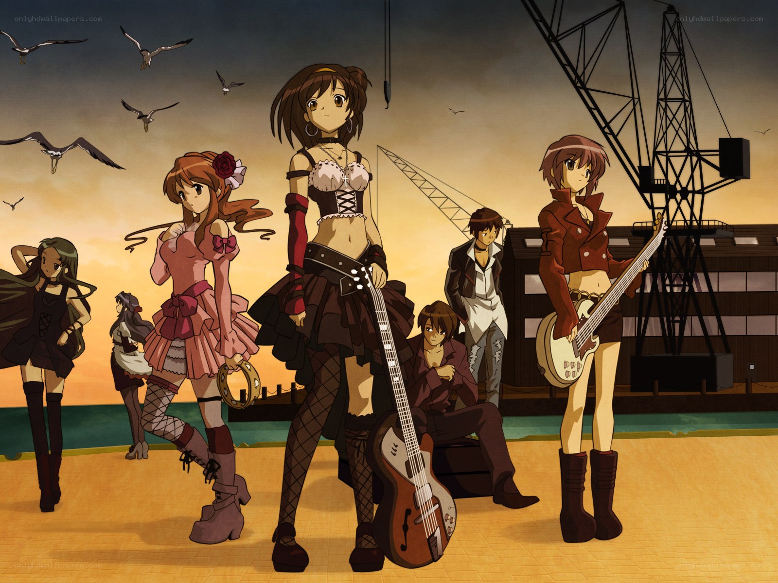 Anime band at the harbor