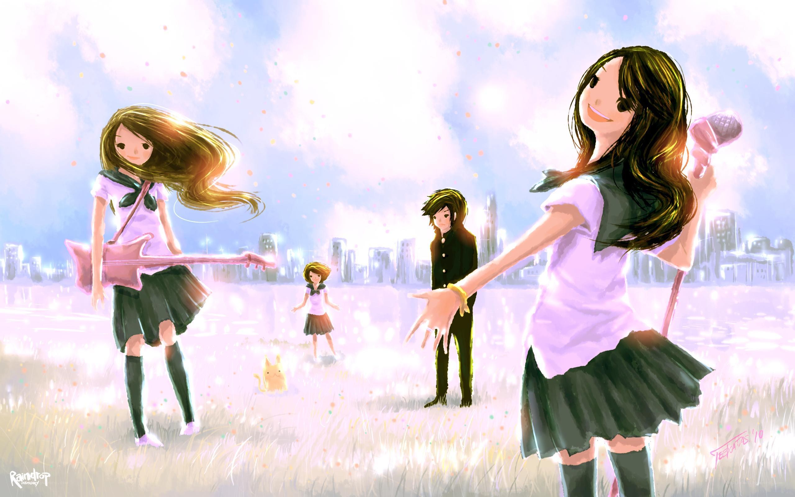 Anime band in a field